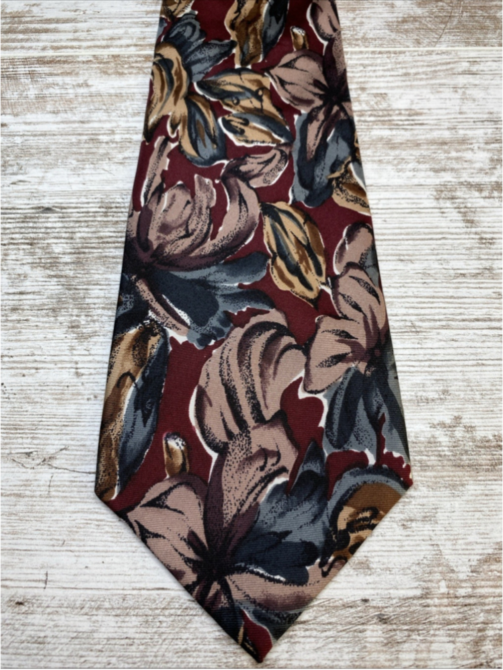 Vintage Givenchy Silk Tie 4” Wide Bold Floral Abstract Red Blue USA Designer